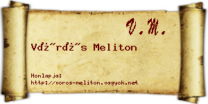 Vörös Meliton névjegykártya
